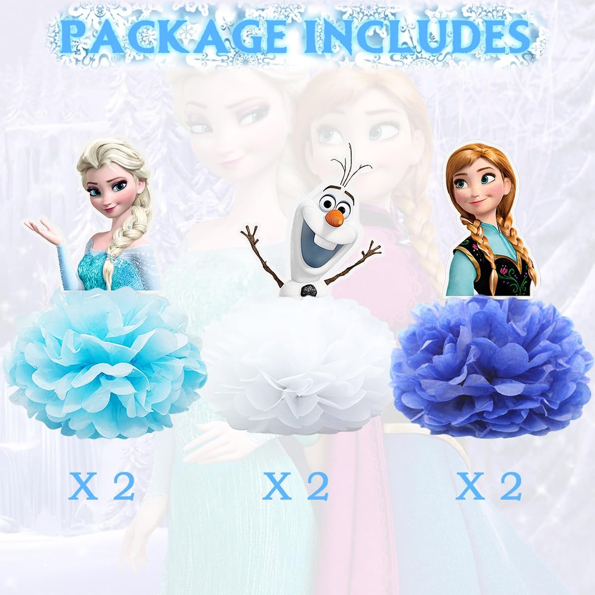 6pcs Frozen Honeycomb Centerpiece Party Supplies Mesas Decoraciones Papel Centros de mesa Decoración de mesa de cumpleaños Azul Blanco