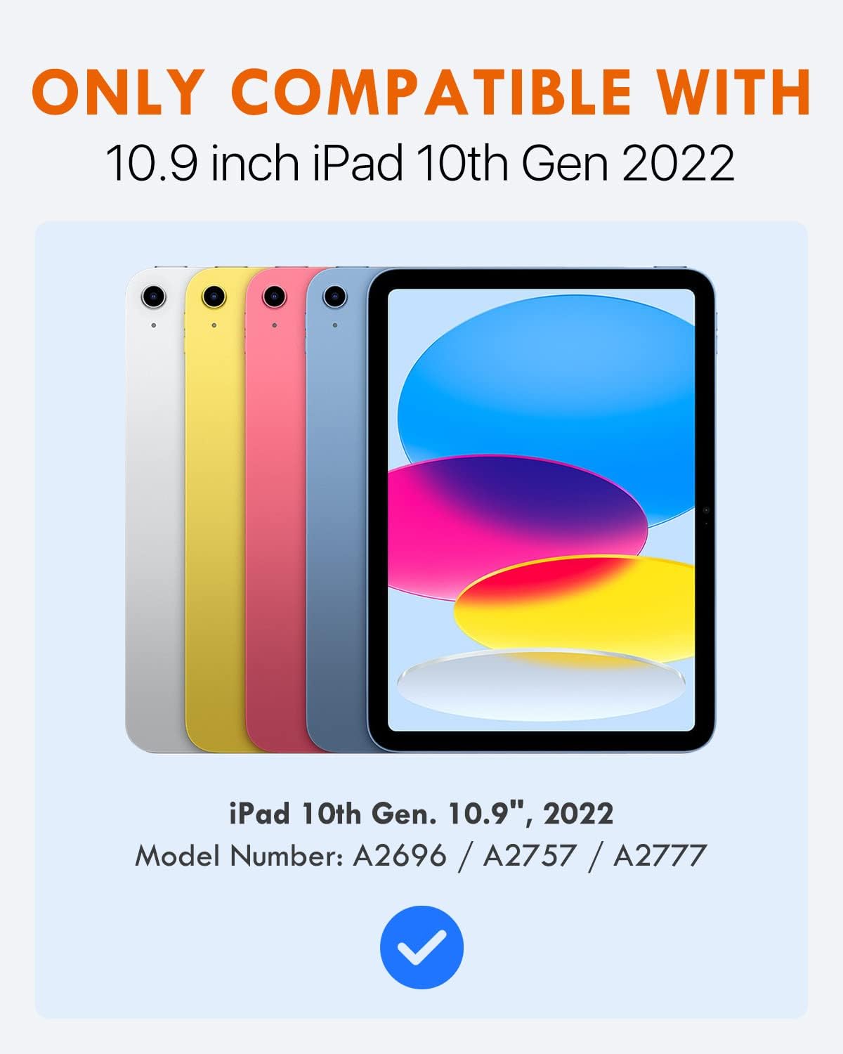 MoKo Funda para teclado con 2 protectores de pantalla de vidrio para iPad de 10 generación con teclado, teclado de 10 generación con soporte para