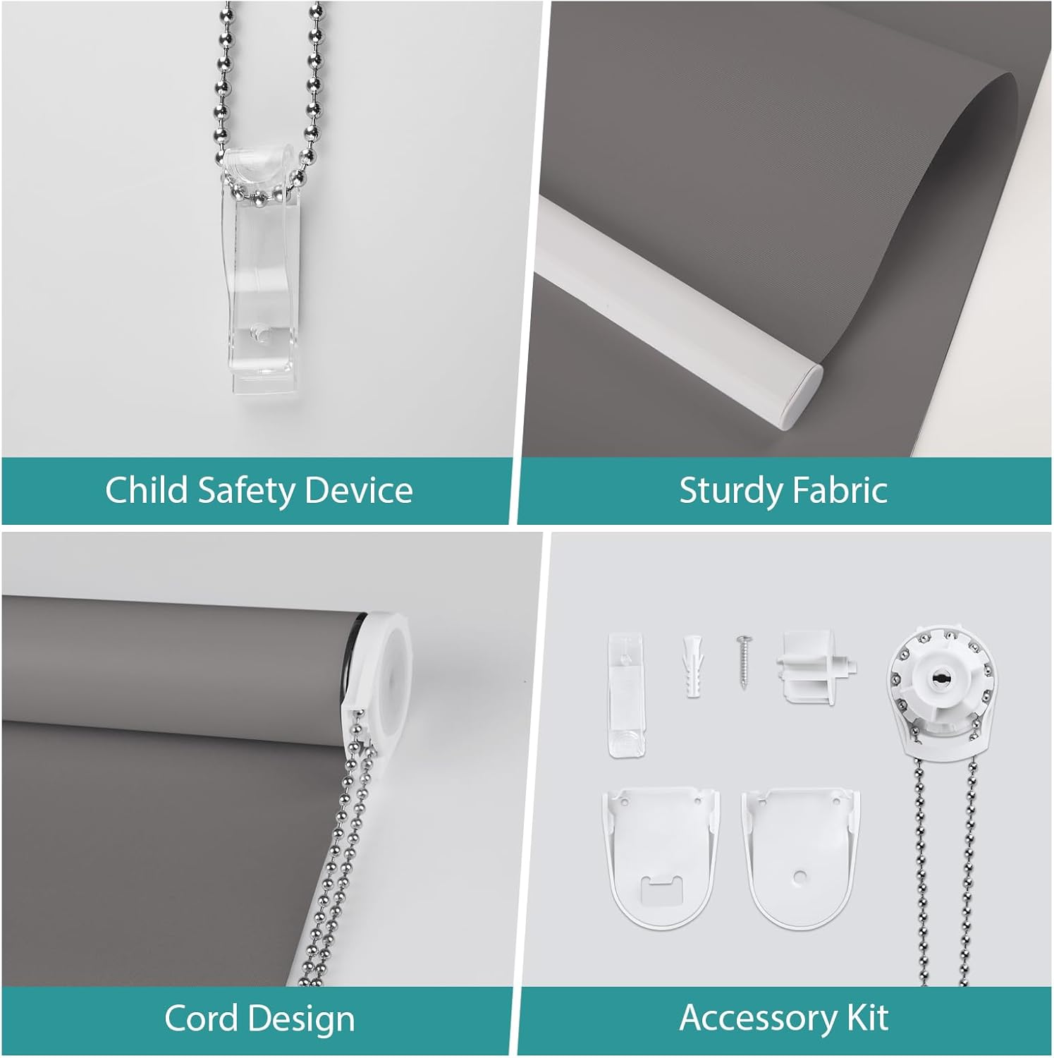 Persianas enrollables 100% opacas para ventana, color carbón de 20 x 72 pulgadas, con aislamiento térmico, protección UV, privacidad, tela