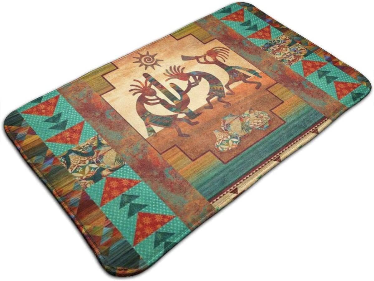 Tapete de bienvenida del suroeste Kokopelli nativo americano, antideslizante, para interiores y exteriores, tapete de entrada para baño, dormitorio,