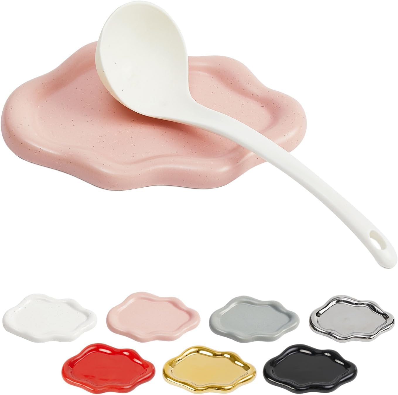 Pretty Jolly Soporte de cuchara de cerámica para estufa, soporte para cuchara de cocina, para mostrador, cuchara de café, soporte para utensilios,