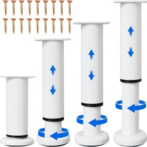 Olldag Juego de 4 patas ajustables de 4.72 a 7.48 pulgadas con 18 tornillos, patas de repuesto de altura ajustable resistentes para tocador, sofá, Olldag Juego de 4 patas ajustables de 4.72 a 7.48 pulgadas con 18 tornillos, patas de repuesto de altura ajustable resistentes para tocador, sofá,