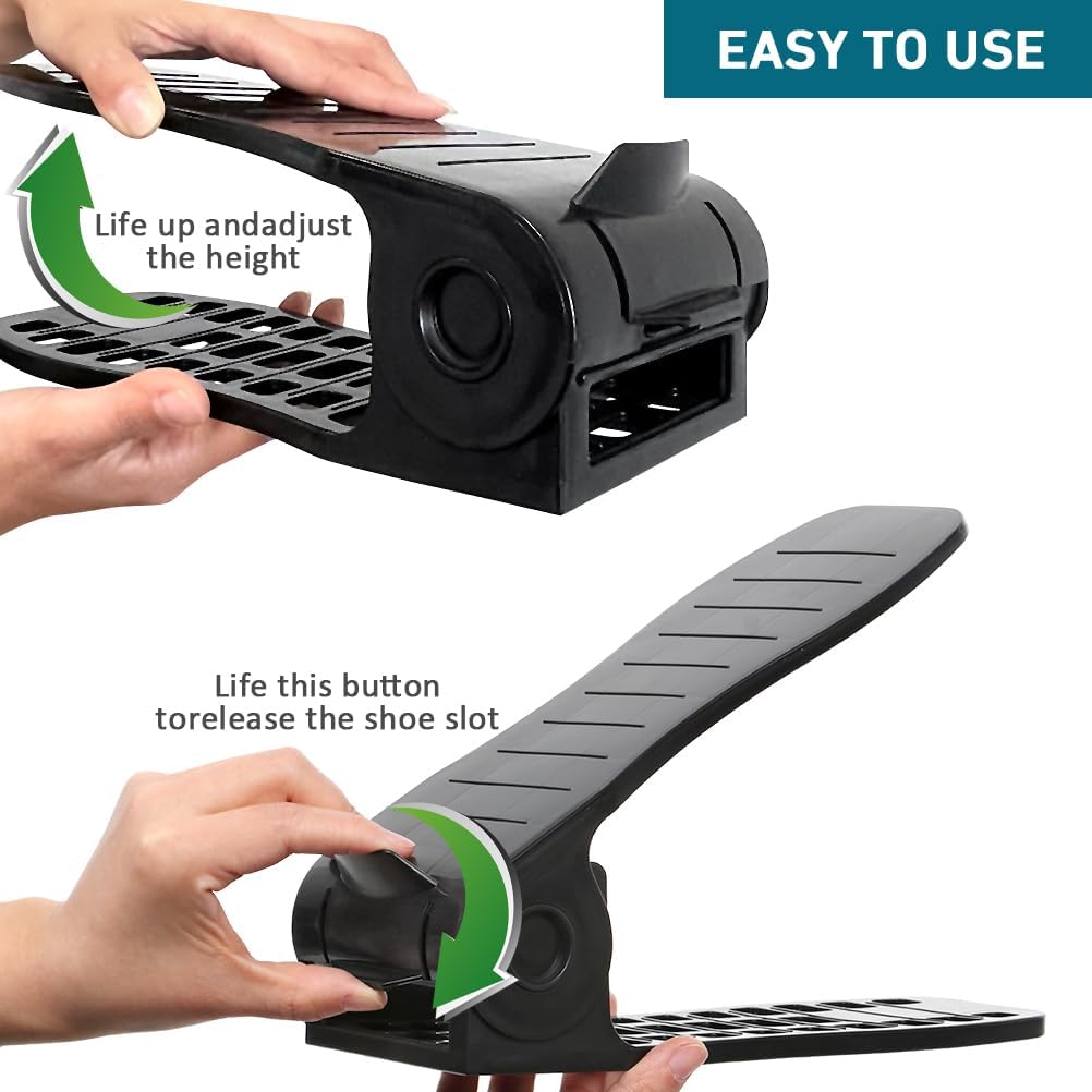 Organizador de ranuras para zapatos para Clost  Doble cubierta, no requiere montaje, apilador de zapatos para un par de zapatos, soporte ajustable