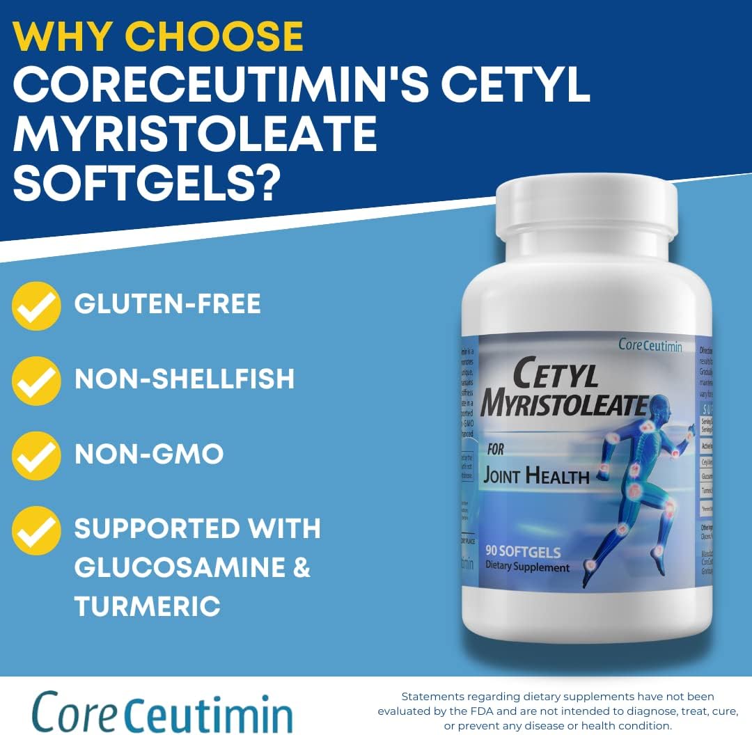 Coreceutim – Geles blandos de miristoleato de cetilo con ácido graso Omega 5, ultra apoyo para aliviar las molestias y la rigidez articulares, con
