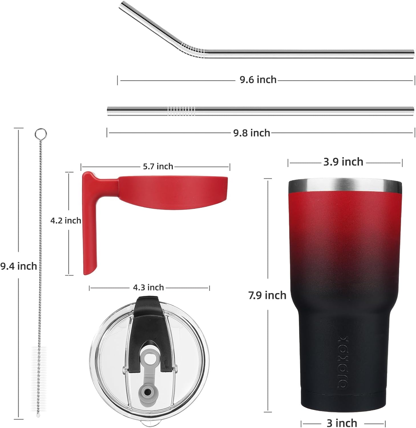 BJPKPK Vaso de 30 onzas con asa y pajilla, de acero inoxidable, aislado, para agua o café helado, luna de sangre