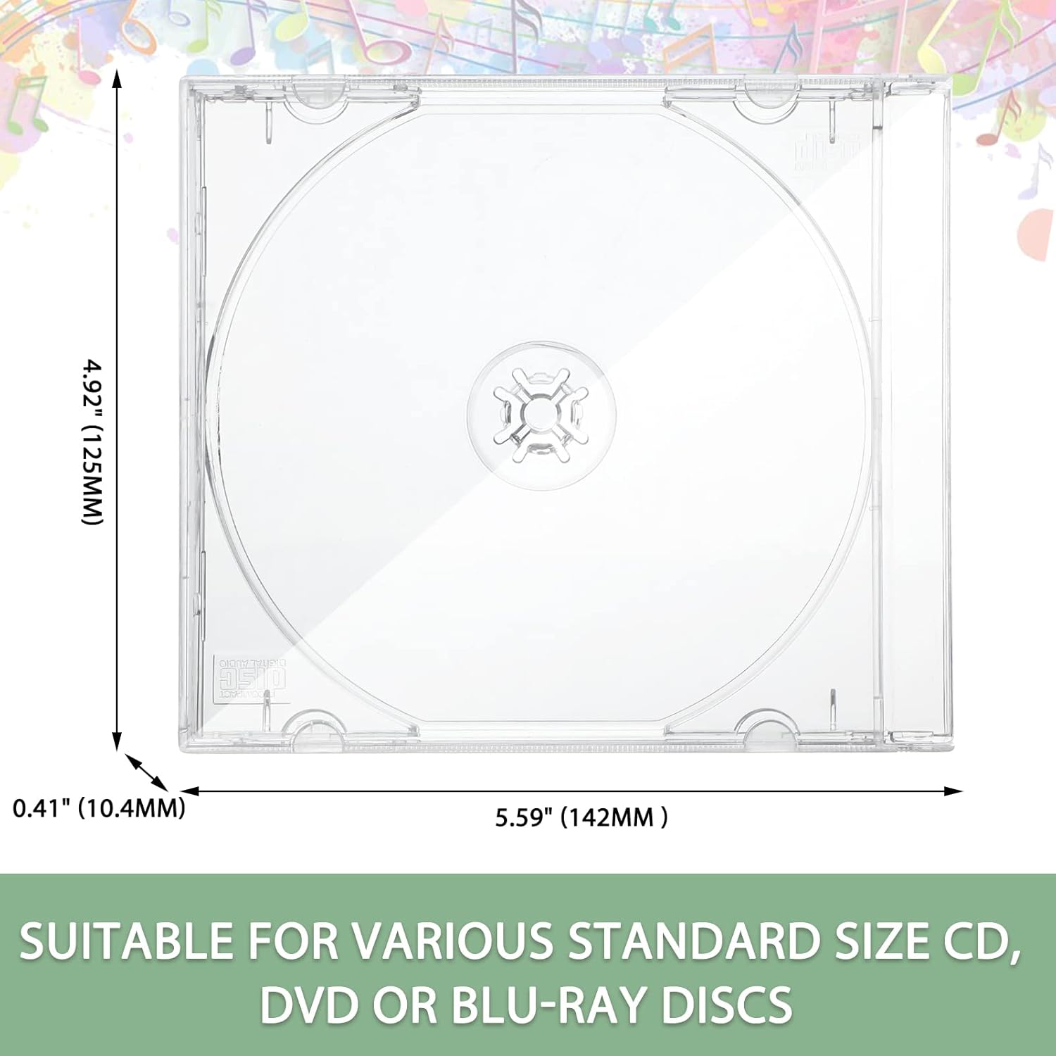 LEIFIDE 50 piezas de plástico CD Joya caso transparente de un solo disco DVD cubierta estándar CD DVD cubierta para protección reemplazo