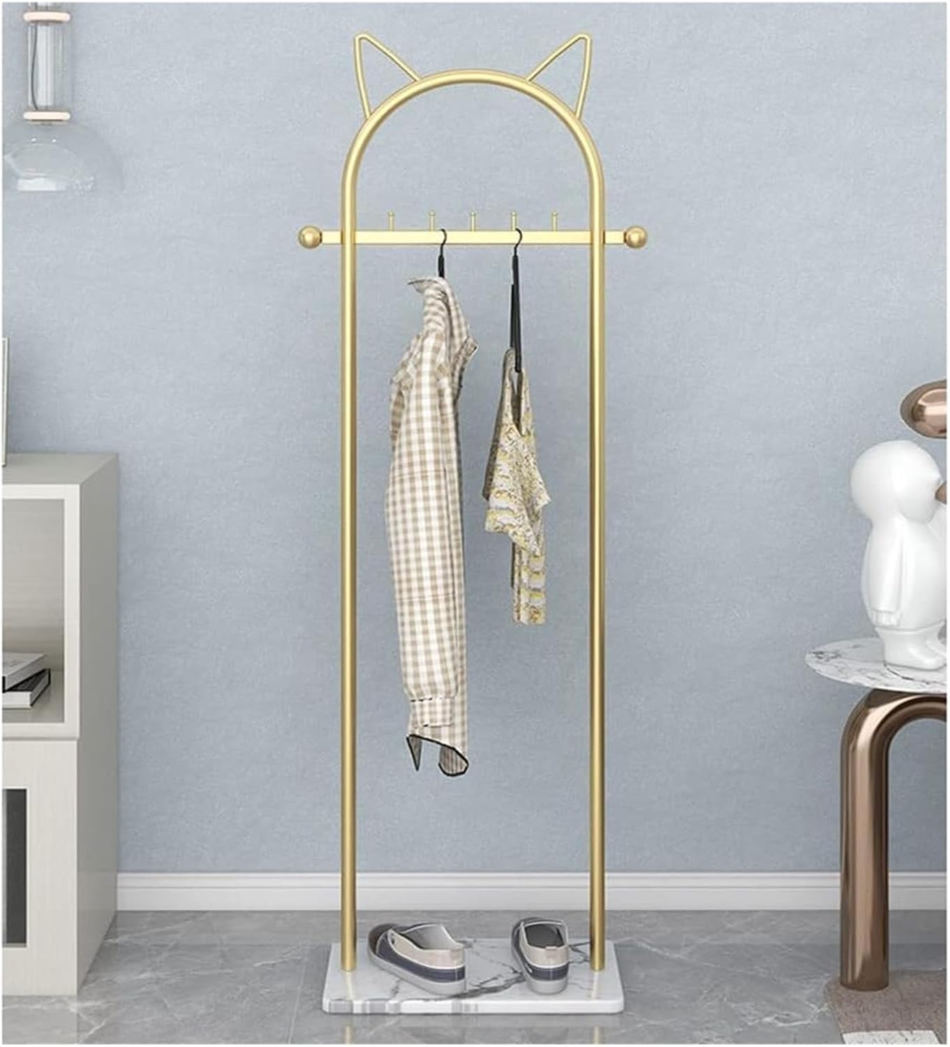Perchero dorado para ropa, perchero con base de mármol estable para abrigos, sombreros, bufandas, ropa y bolsos, para el hogar, dormitorio, hotel y