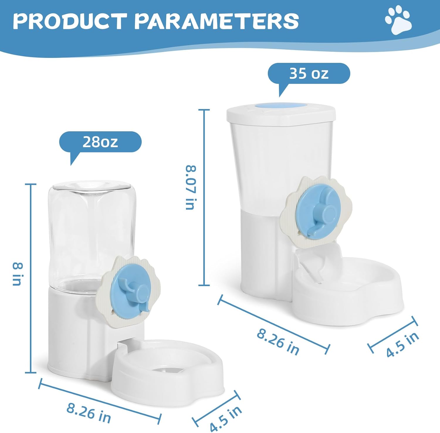 Paquete de 2 dispensadores automáticos de agua para alimentos para mascotas, alimentador automático para conejos y botellas de agua para jaulas,