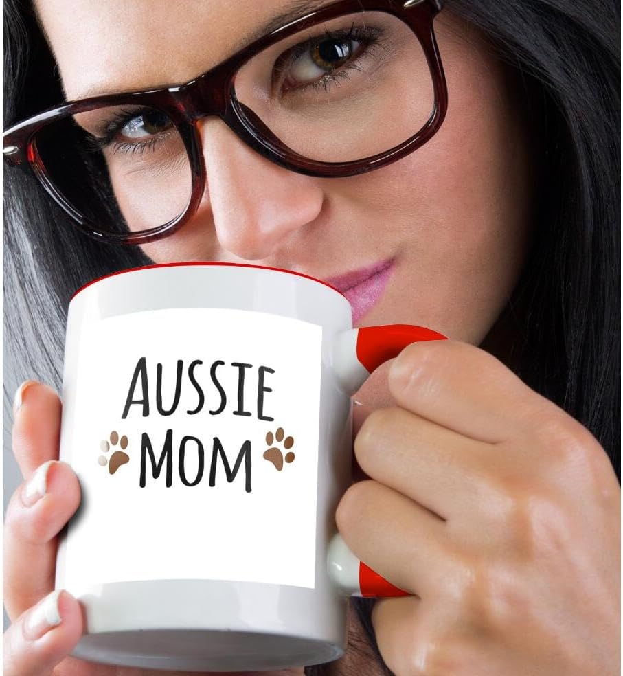 3dRose Taza Aussie Dog Mom de 11 onzas, color rojo