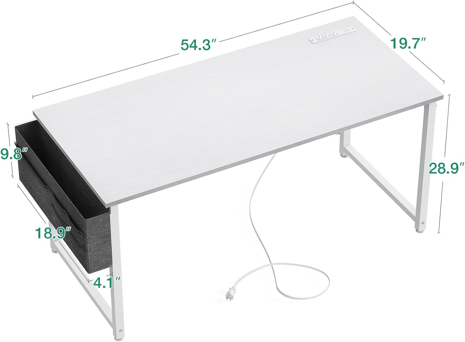 AODK Escritorio pequeño de 55 pulgadas para computadora con toma de corriente para espacios pequeños, oficina en casa, estudiantes, laptop,