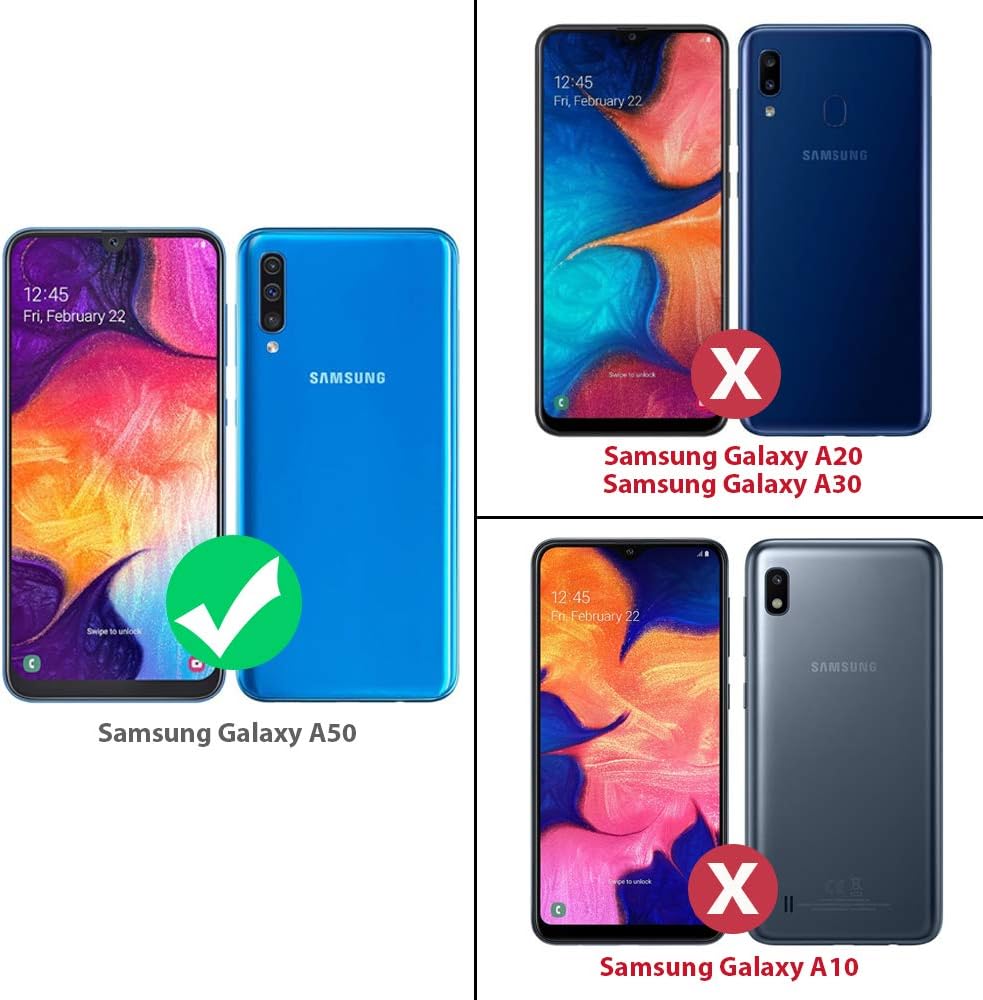 TJS Funda compatible con Samsung Galaxy A50 2019, con protector de pantalla de vidrio templado, anillo de metal, soporte magnético, resistente