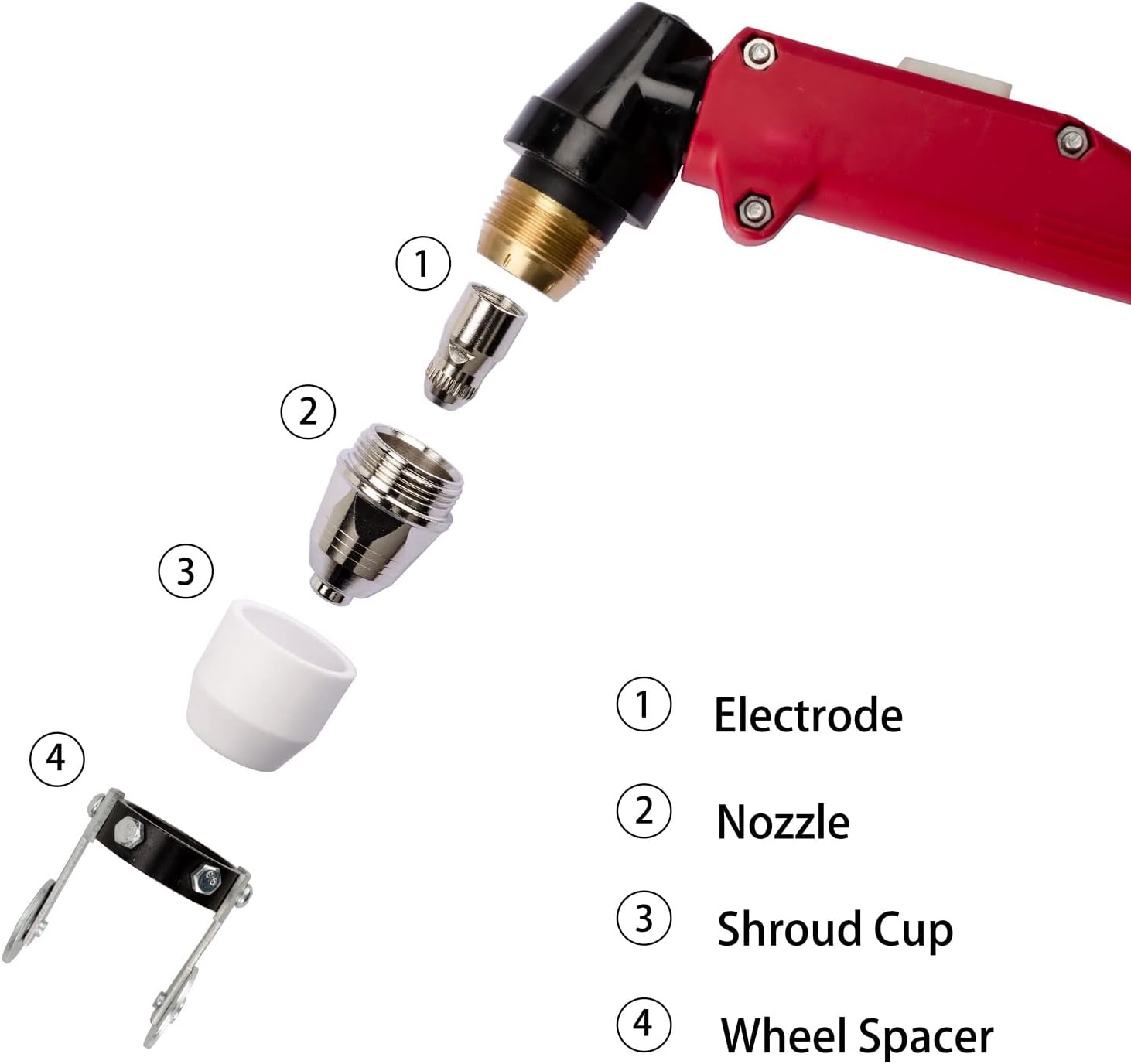 P80 Plasma Cutter Boquilla Electrodos Consumibles 1,7 Punta 100Amp 45pcs Kit