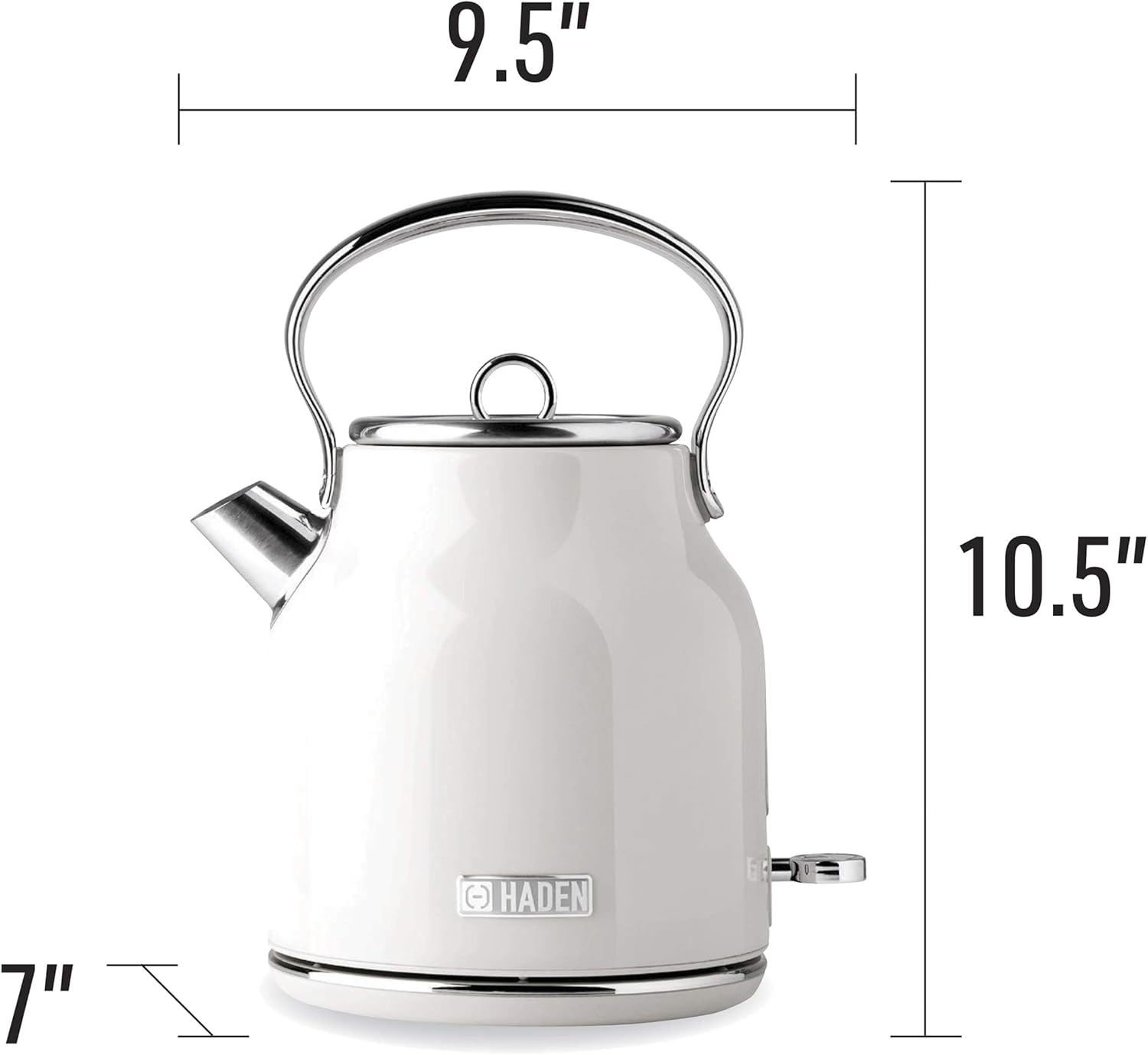 Haden 75012 Heritage – Hervidor eléctrico retro de acero inoxidable de 1.7 litros con apagado automático y protección contra ebullición en seco,