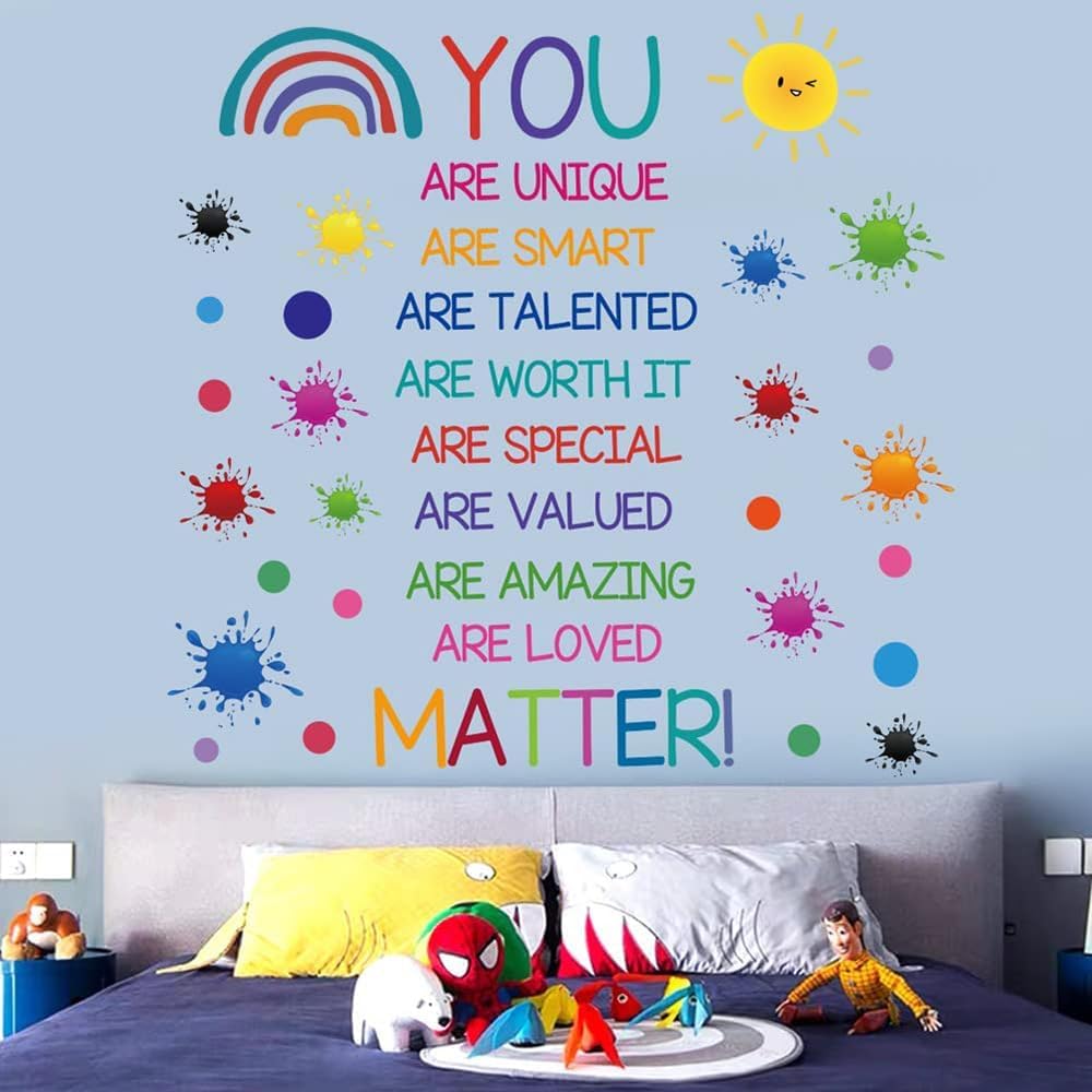 Mirabuy Calcomanías de pared coloridas con citas inspiradoras, calcomanías de pared con palabras positivas para guardería, sala de juegos,