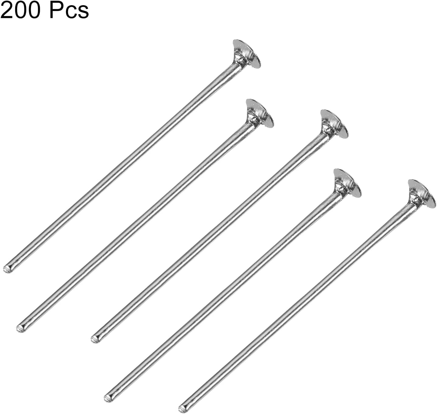 MECCANIXITY 200 pines de cabeza plana para hacer joyas, 1.772in, latón de cabeza plana, pines de cabeza de joyería para manualidades, aretes,