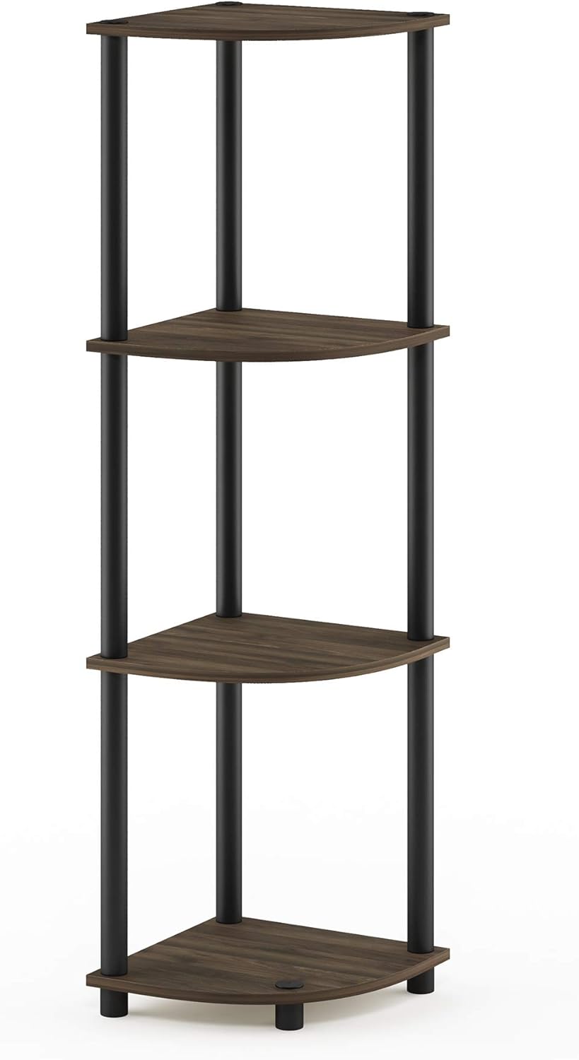 Furinno – Turn-N-Tube – Estantería tubular esquinera multipropósito, 4 niveles, nogal Columbianegro