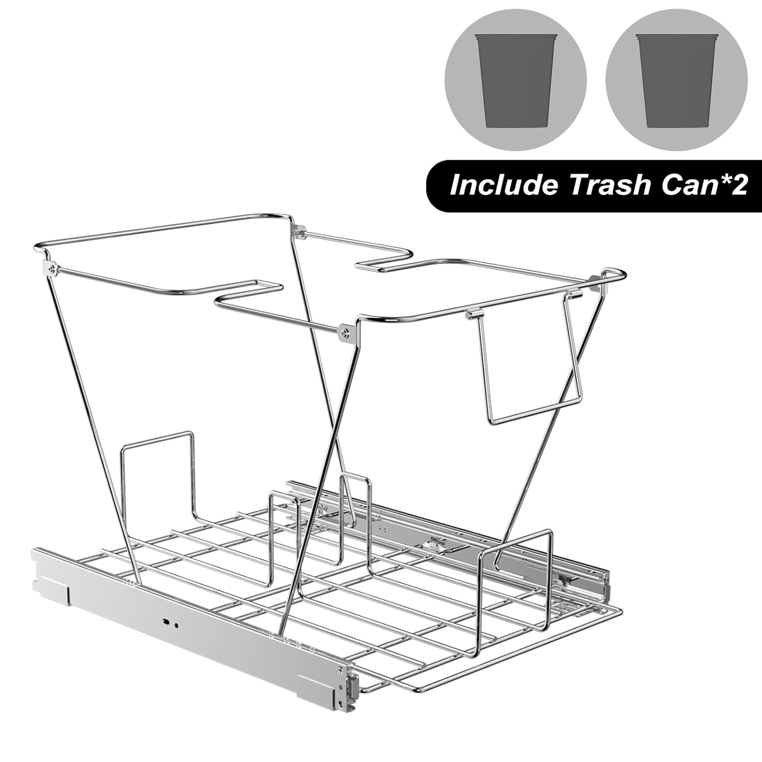 ROOMTEC Cubo de basura extraíble debajo del gabinete, estante de basura ajustable deslizante para cocina, organizadores de debajo del fregadero,