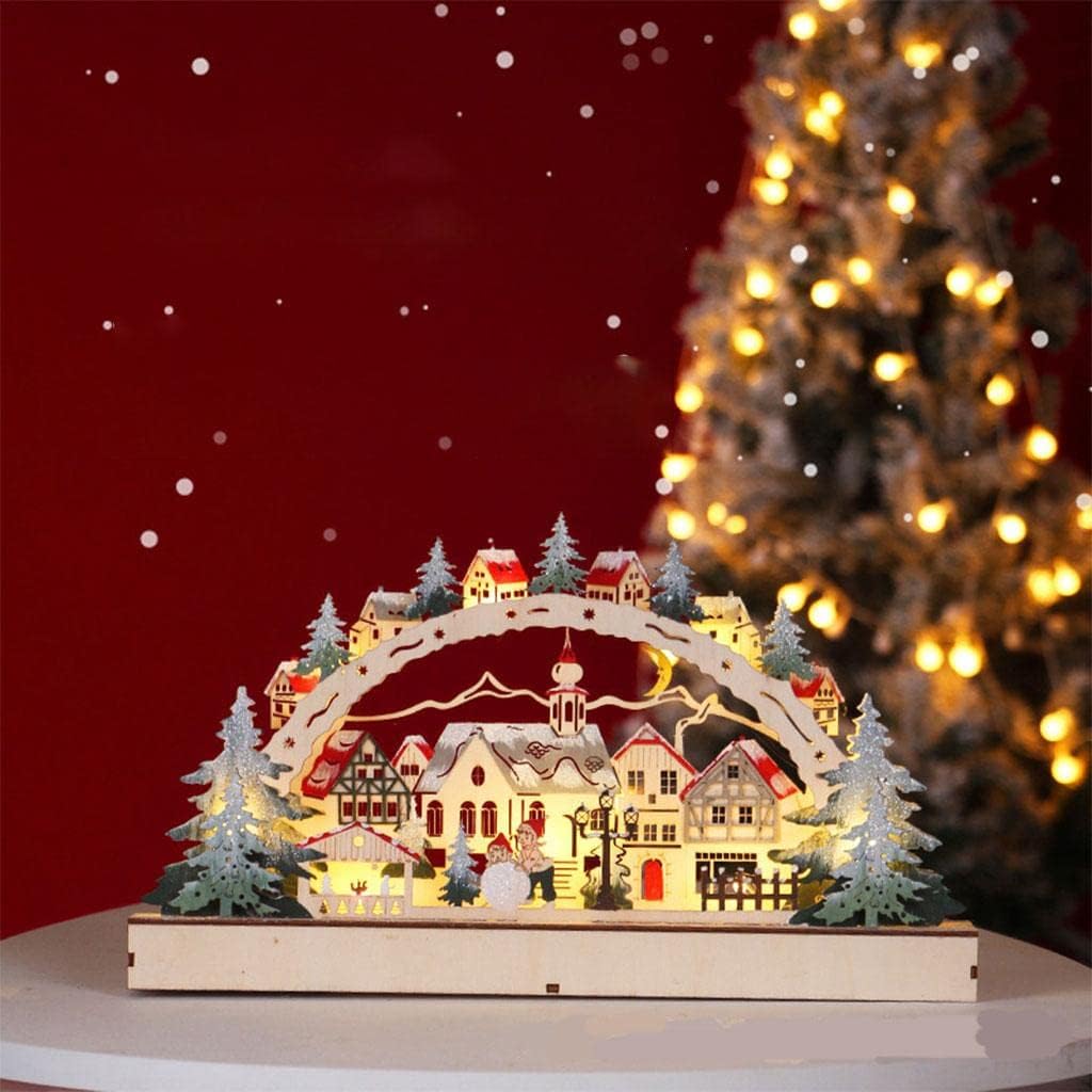 LED de Navidad de madera y decoración de escritorio para libros
