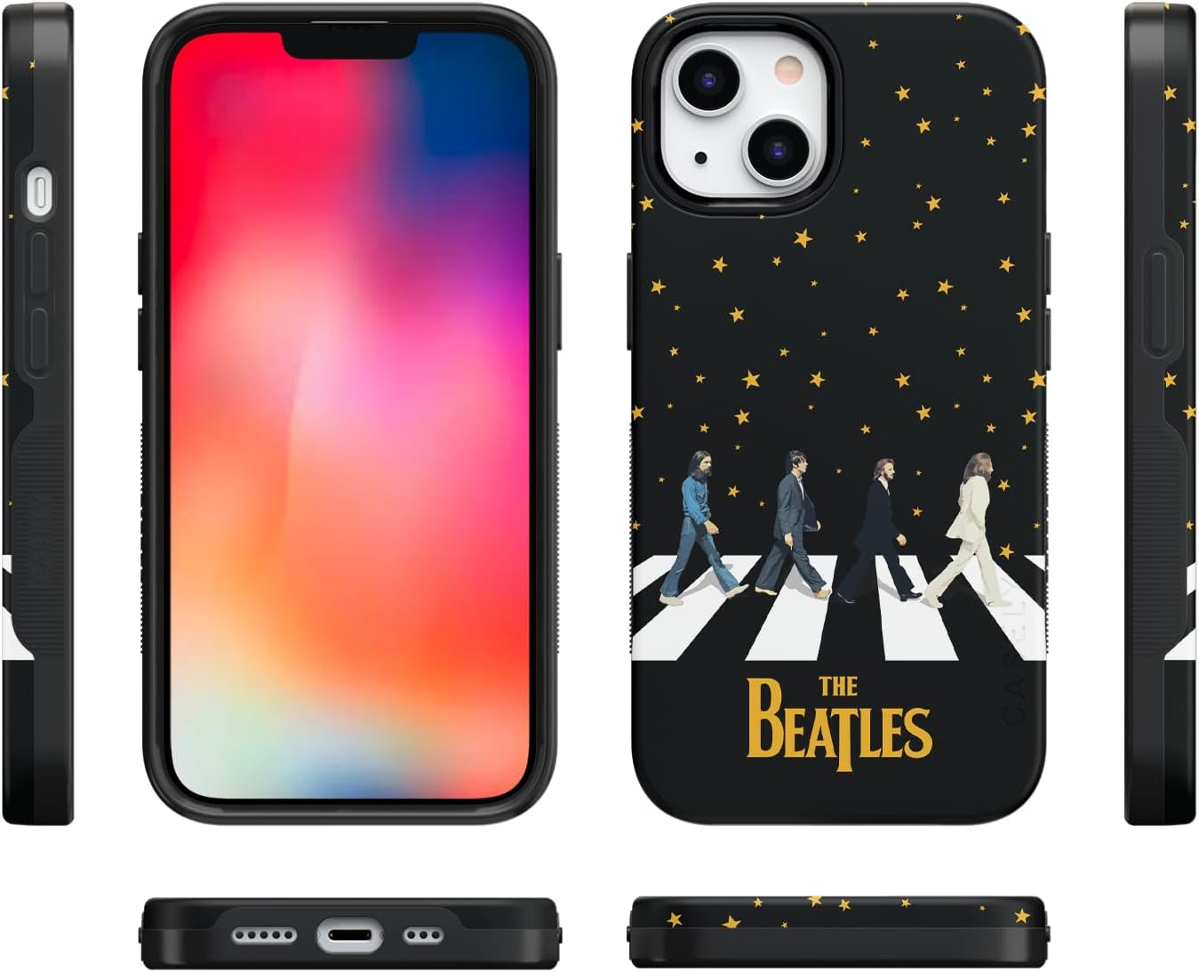 Casely Funda diseñada para iPhone 13, Beatles, paseo nocturno, imagen dual de Abbey Road, funda atrevida compatible con MagSafe