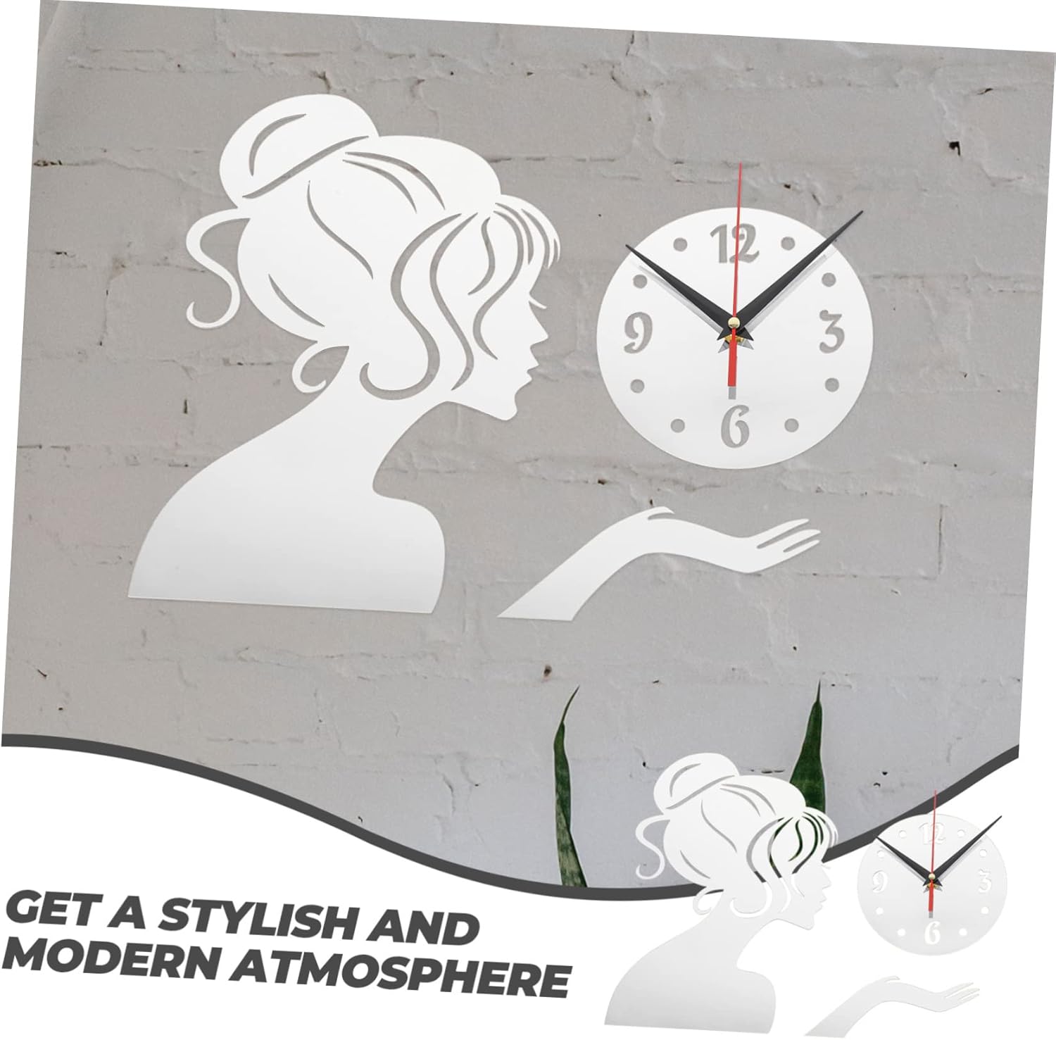 Garneck 5pcs Girls Mirror Wall Clock Home Decor Office Wall Clock Office decore Clock for Office reloj de pared Home Wall Decor DIY Acrylic Clock