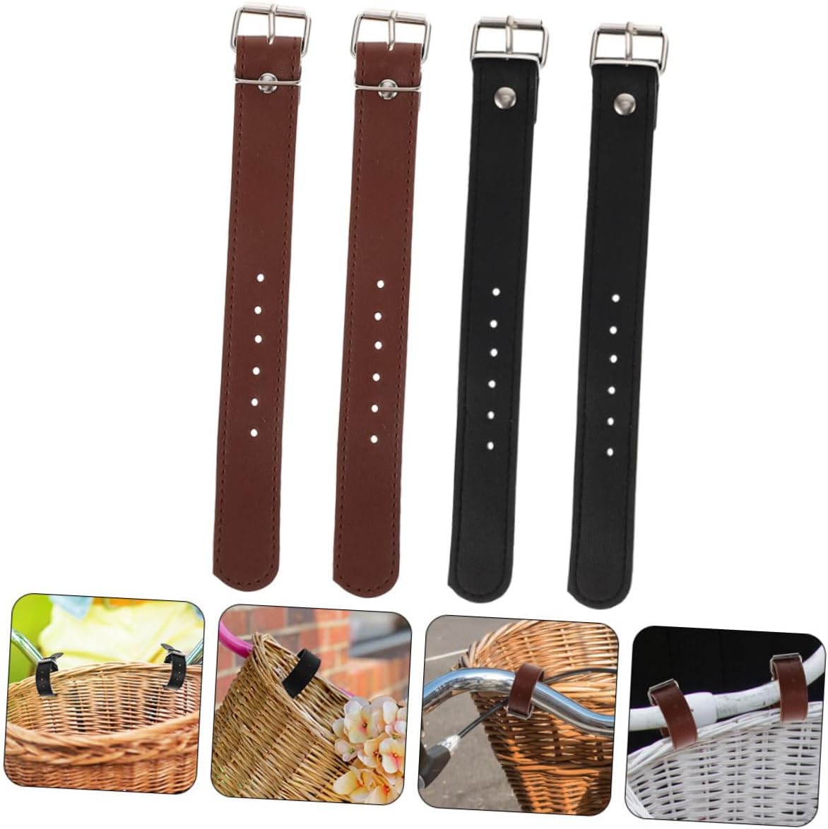 2 pares de correas de cesta de bicicleta para niños cesta de bicicleta para niños correa de cuero gruesa cesta de bicicleta correa de bicicleta