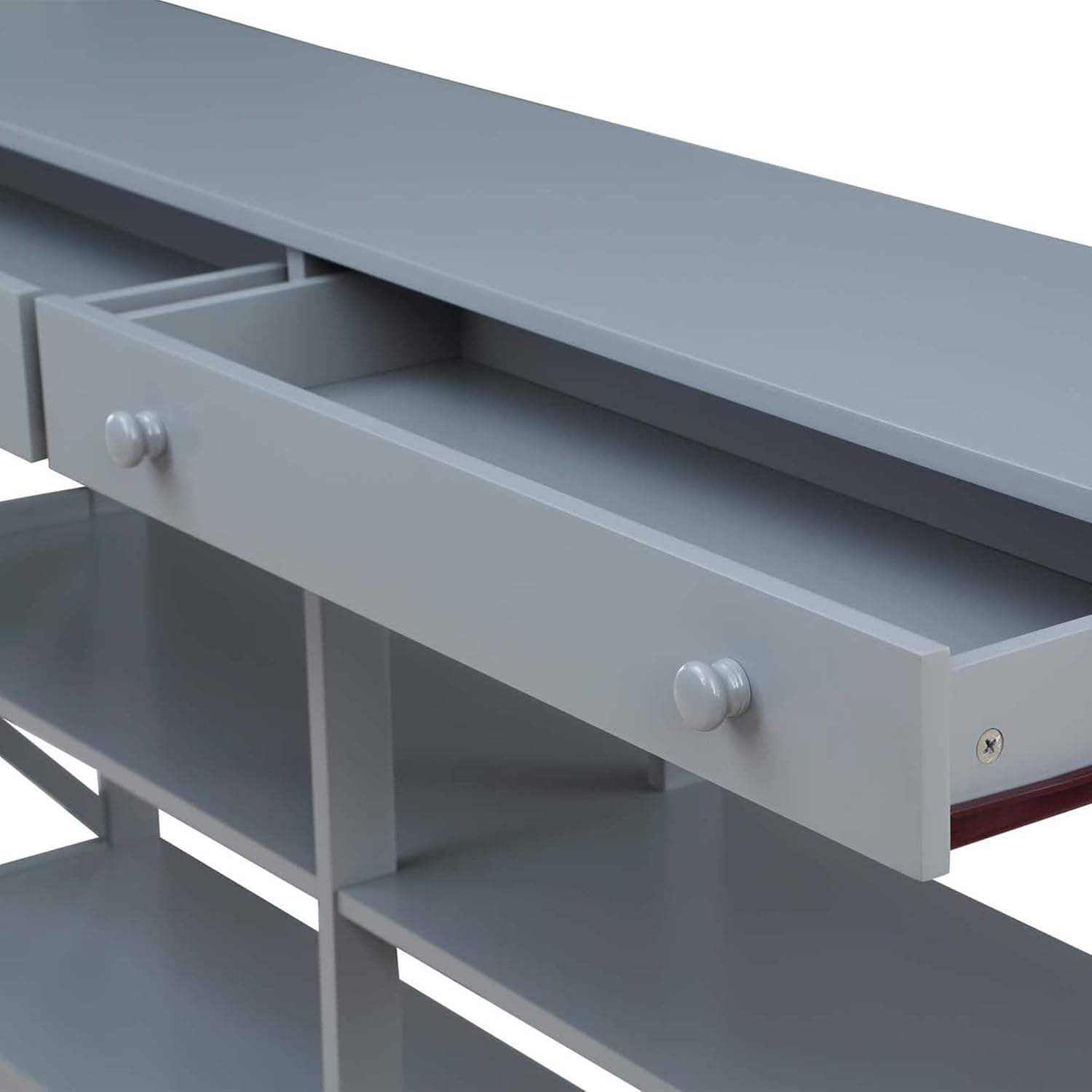 Convenience Concepts Oxford – Mesa consola con 2 cajones de 60 pulgadas con estantes, 60 pulgadas, color gris