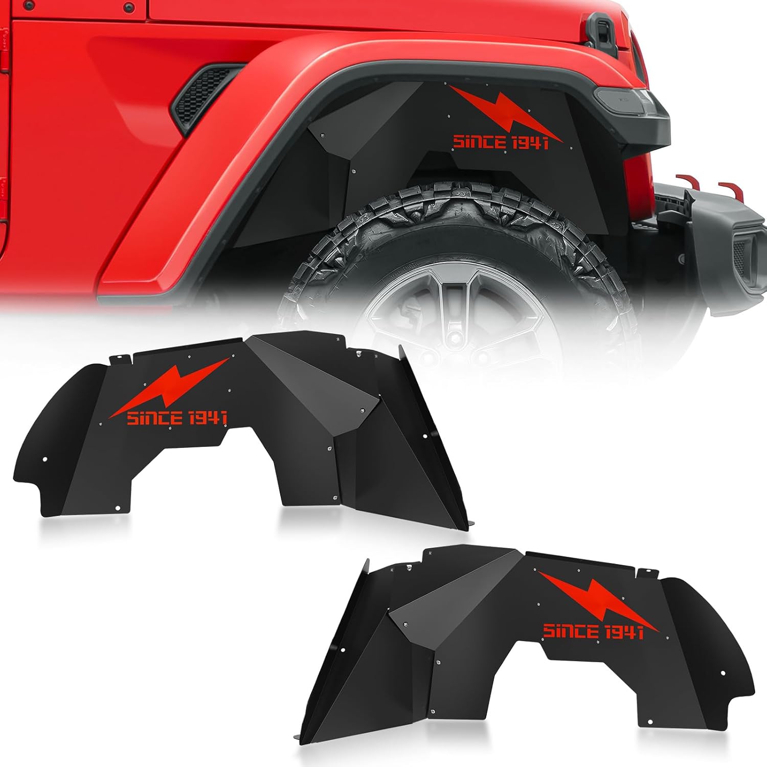 Protector de guardabarros interior delantero compatible con Jeep Wrangler JL JLU y Gladiator JT 24 puertas 2018 2019 2020 2021 2022 2023 2024 Jeep