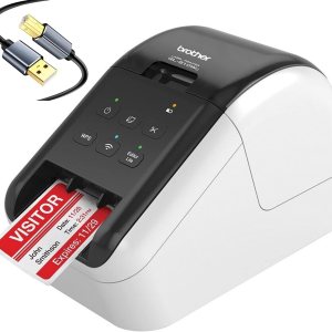 Brother QL-810Wc Impresora de etiquetas inalámbrica térmica directa de escritorio, etiquetas negras y rojas, USB, 110 etiquetas por minuto, 300 x Brother QL-810Wc Impresora de etiquetas inalámbrica térmica directa de escritorio, etiquetas negras y rojas, USB, 110 etiquetas por minuto, 300 x