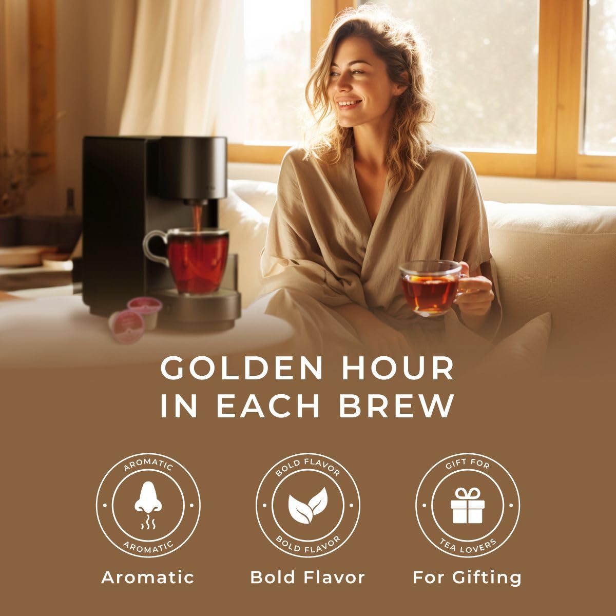 Gya Tea Co Pure Rooibos Tea K Cups para Keurig  Té suave sin cafeína K Cups para Keurig  Comienza el día con cápsulas de té para Keurig  Cápsulas de
