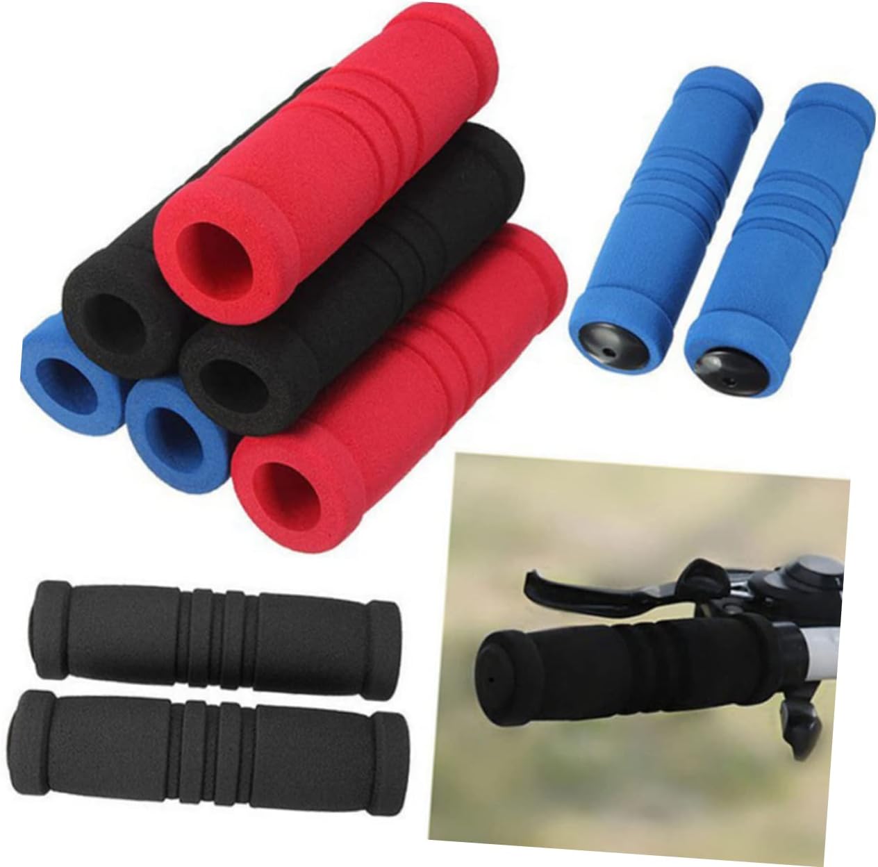 INOOMP 6 pares de manillares de bicicleta para niños, manillares de bicicleta, empuñaduras de goma para manillar, empuñaduras de goma para manillar,