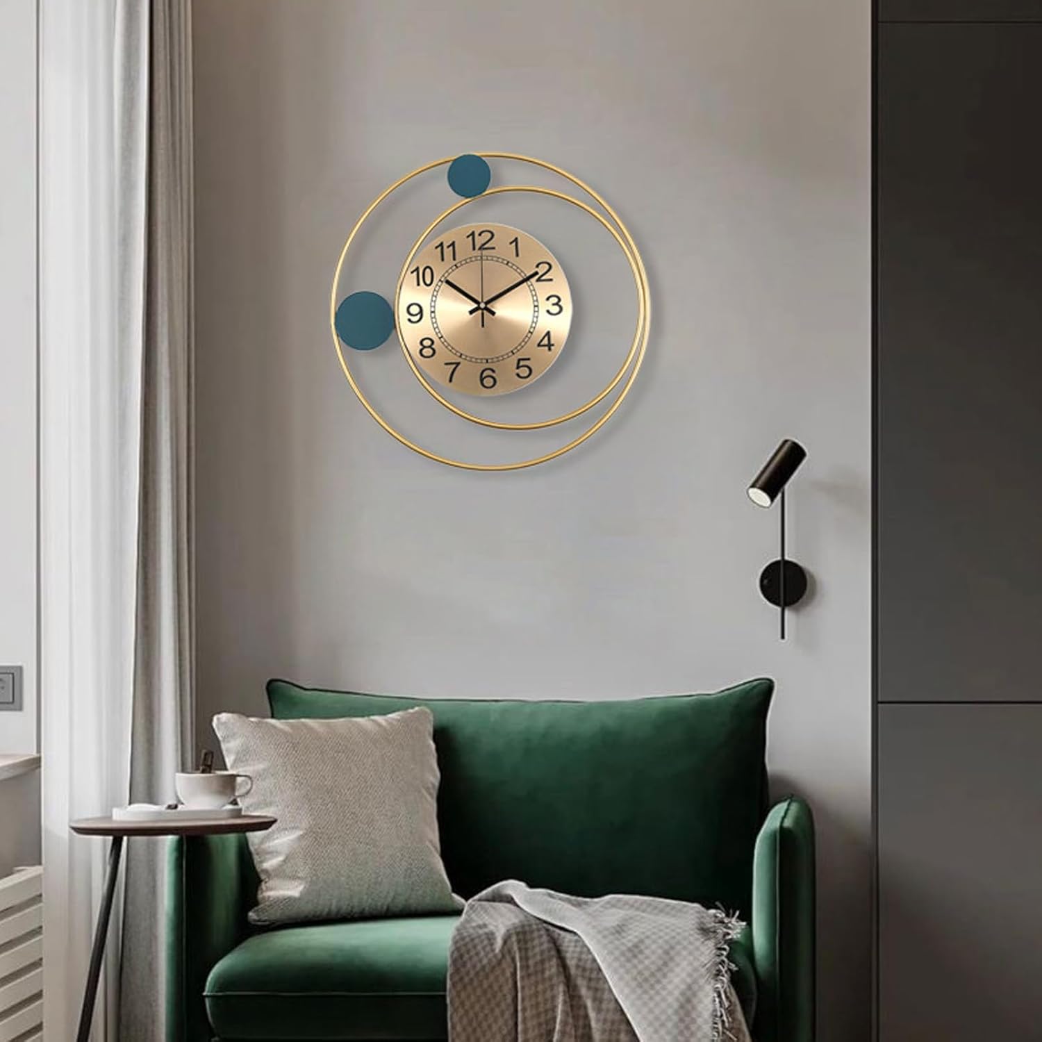 Reloj de pared de estilo decorativo y marco de metal, reloj de arte moderno de 16.54 x 16.54 pulgadas, oro para decoración del hogar, reloj de pared