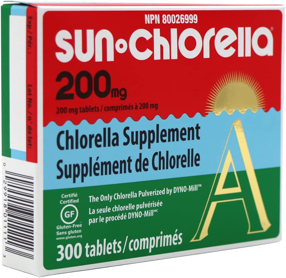 Sun Chlorella USA Chlorella 200 miligramos – 300 pestañas (paquete de 2)