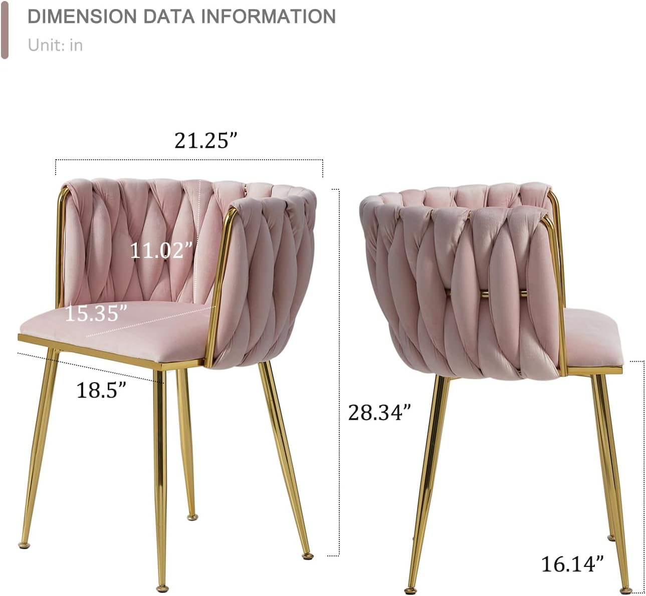 Tsuysi Juego de 4 sillas de comedor de terciopelo, sillas de comedor modernas doradas con patas de metal, sillas de comedor tapizadas tejidas para