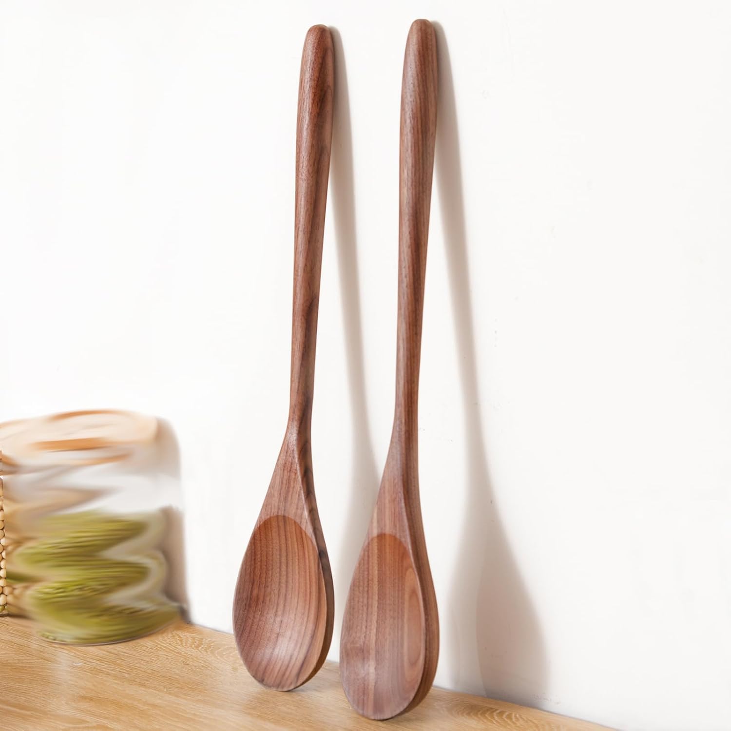 Cuchara de madera gigante de nogal para cocinar, utensilio de cocina grande, cuchara de esquina grande de 17 pulgadas, cuchara en ángulo recto,