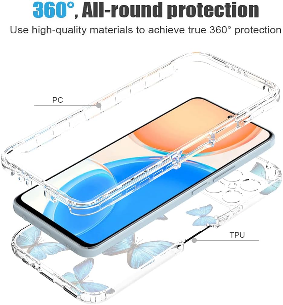 Zoeirc Funda para Honor X8 (no compatible con X8 5G) TFY-LX1 con protector de pantalla de vidrio templado, suave 360 cuerpo completo, a prueba de