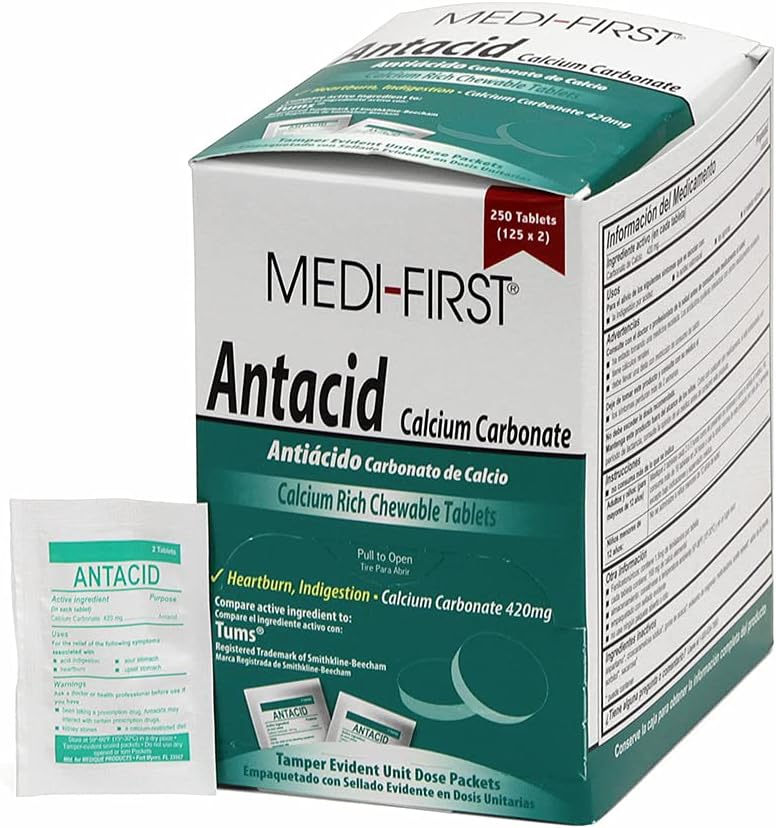 80248 Tabletas antiácidas masticables de menta, 2 unidades (paquete de 125)