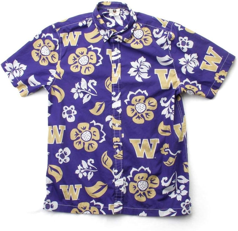 Wes and Willy Camisa floral de la Universidad de Washington para hombre con botones
