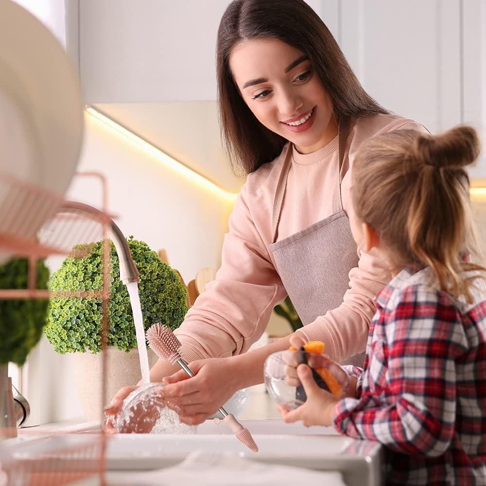 Haakaa Cepillo de limpieza para botellas de silicona, cerdas de silicona suave de doble extremo para extractores de leche, recolectores de leche