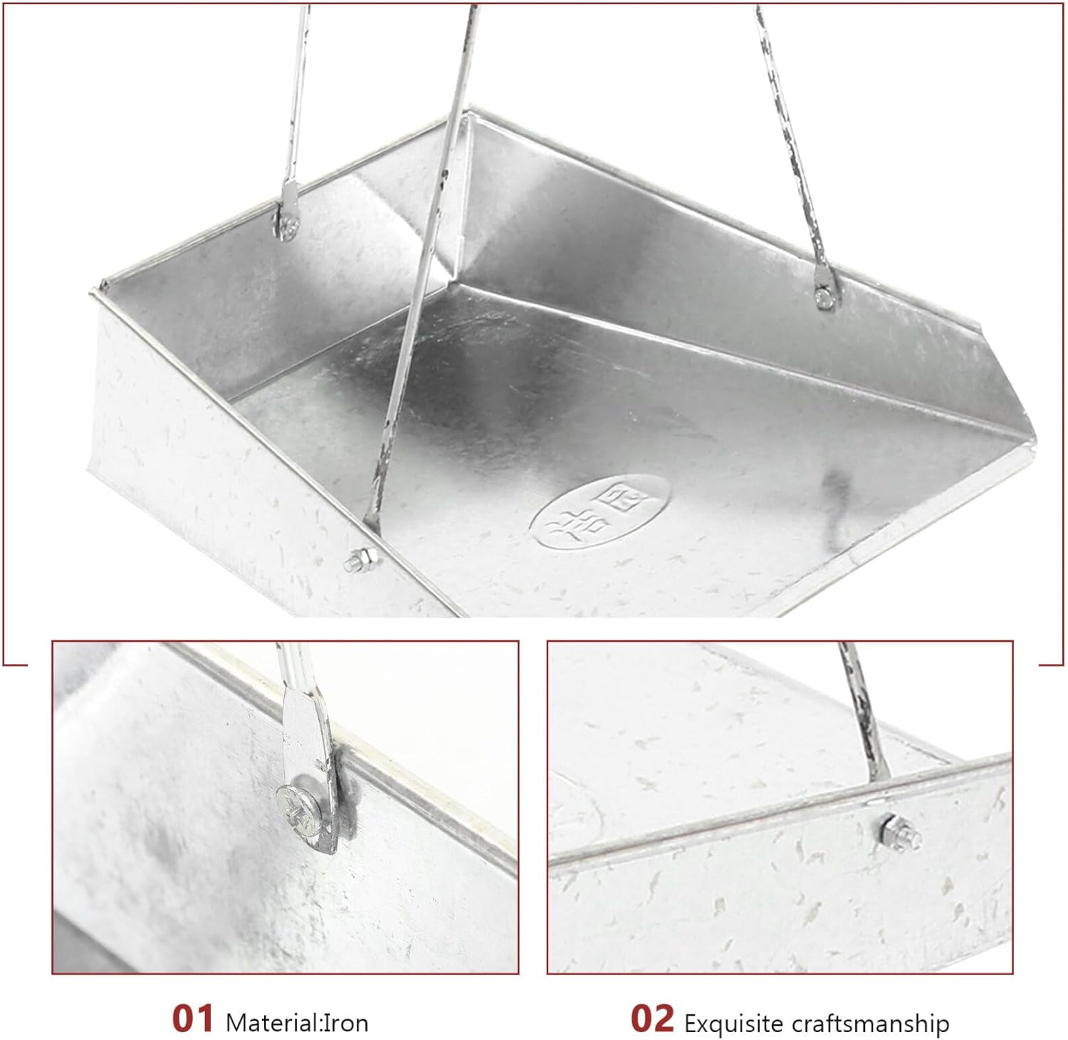 Recogedor de metal con asa de acero inoxidable, recogedor vertical de pie, mango largo, bandeja de polvo de metal para interiores para vestíbulo,