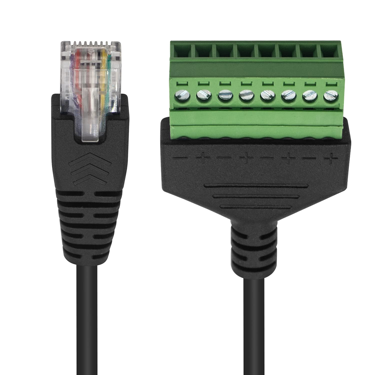 Duttek Conector de bloque de terminales Ethernet Rj45, conectores Rj45 de paso a través de conectores RJ45, cables a 8 pines hembra tornillo bloque