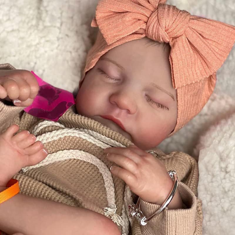 Muñecas de bebé Reborn realistas de 19 pulgadas, linda muñeca de bebé recién nacida durmiendo, niña realista, de silicona suave, muñecas de bebés de