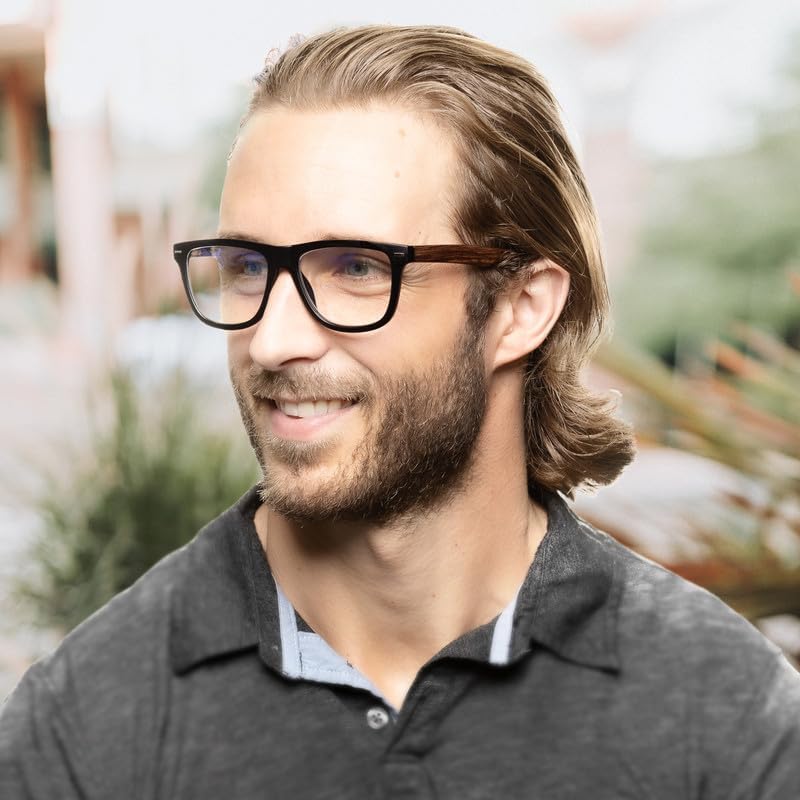 Lentes de lectura con luz azul con marco resistente color negro mate para hombre para lucir modernos con alta visión, lectores grandes y duraderos
