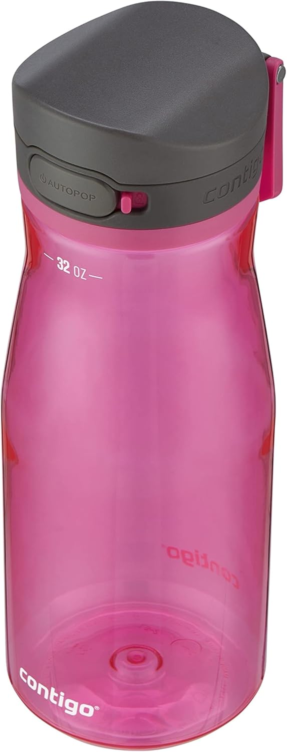 Contigo Jackson 2.0 Botella de agua de plástico sin BPA con tapa a prueba de fugas, diseño de boca con tapa y asa intercambiables, apta para