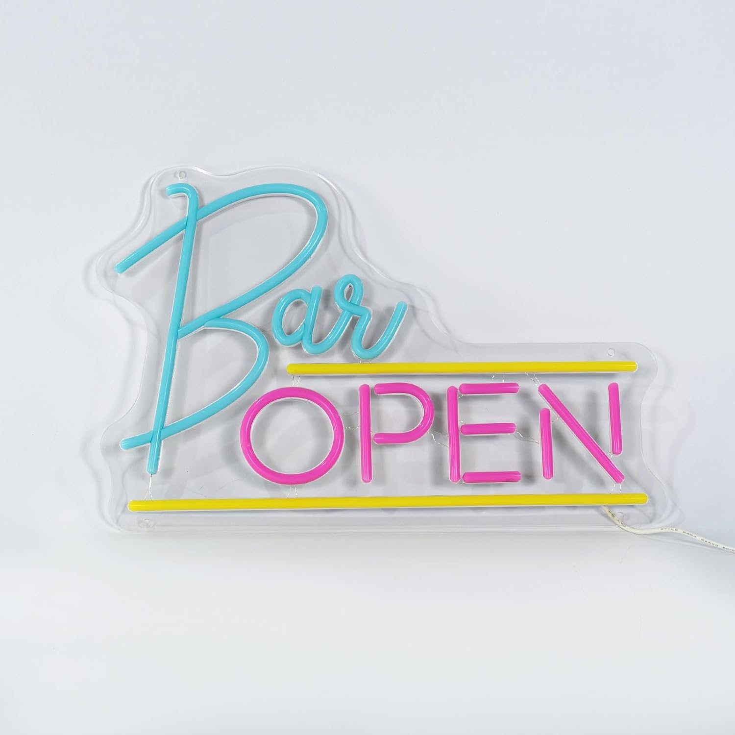 Barra de neón de barra abierta, barra de luces de neón abierta USB (16 x 10.7 pulgadas, cargador USB incluido), letrero de barras de neón y luz LED