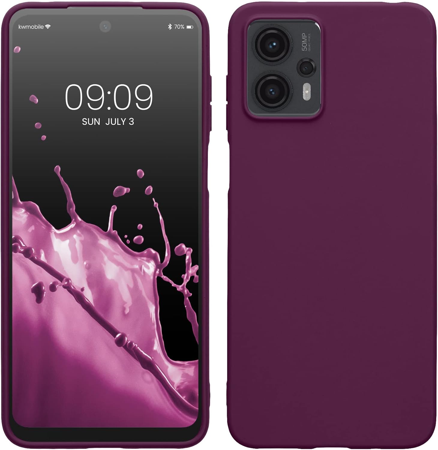 kwmobile Funda compatible con Motorola Moto G23  Moto G13 – Funda protectora de silicona TPU suave y delgada – Violeta burdeos