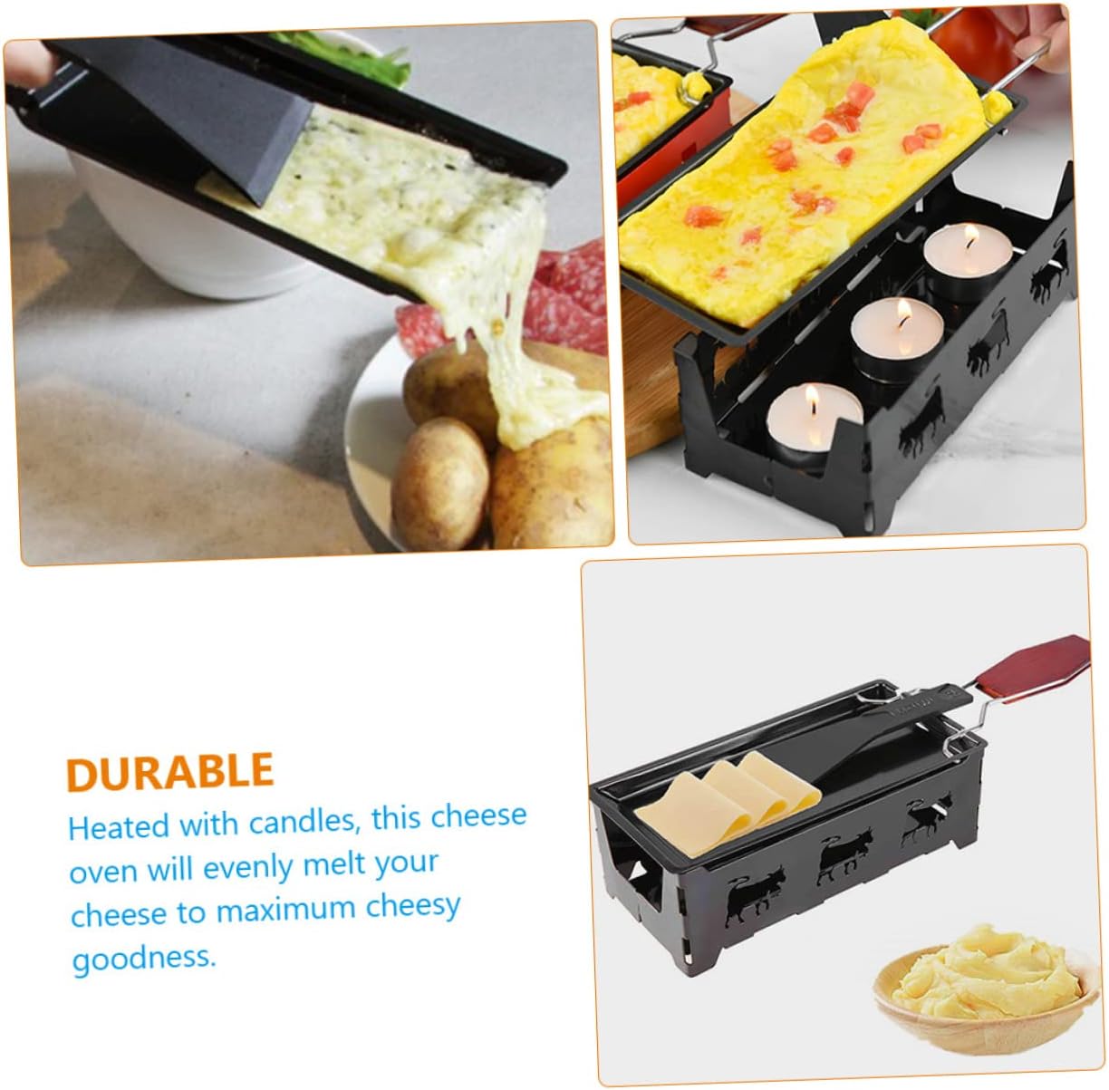 BESTOYARD 1 juego de parrilla de queso de acero al carbono bandeja de hornear Raclette parrilla de mesa para queso a la luz de las velas de queso