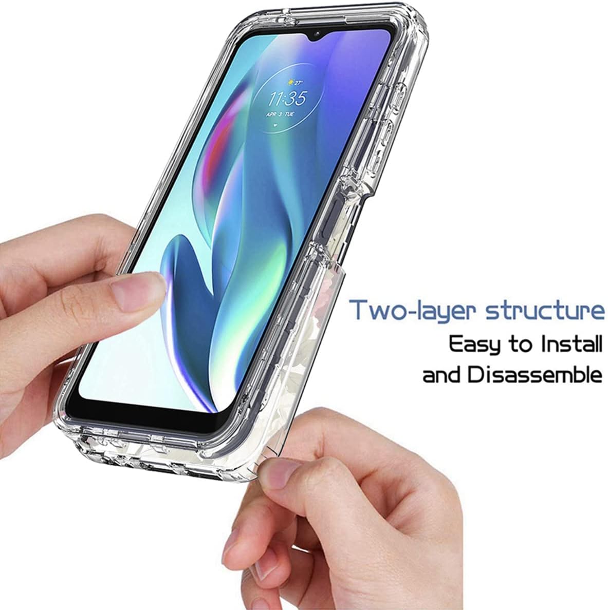Funda para Moto G50 5G, Motorola G50 XT2149-1 con protector de pantalla de vidrio templado, bonito patrón floral transparente de cuerpo completo,