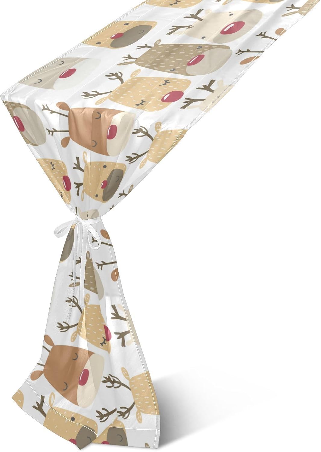 Camino de mesa de cabeza de reno de Navidad, decoración de cocina de otoño para decoración de escritorio, camino de mesa de Navidad de 120 pulgadas