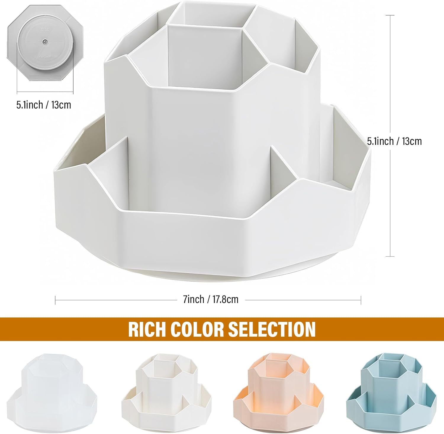 BXIHUR Soporte para bolígrafo de rotación de 360 grados, soporte para lápices de 9 ranuras para escritorio, organizador de escritorio, accesorios de