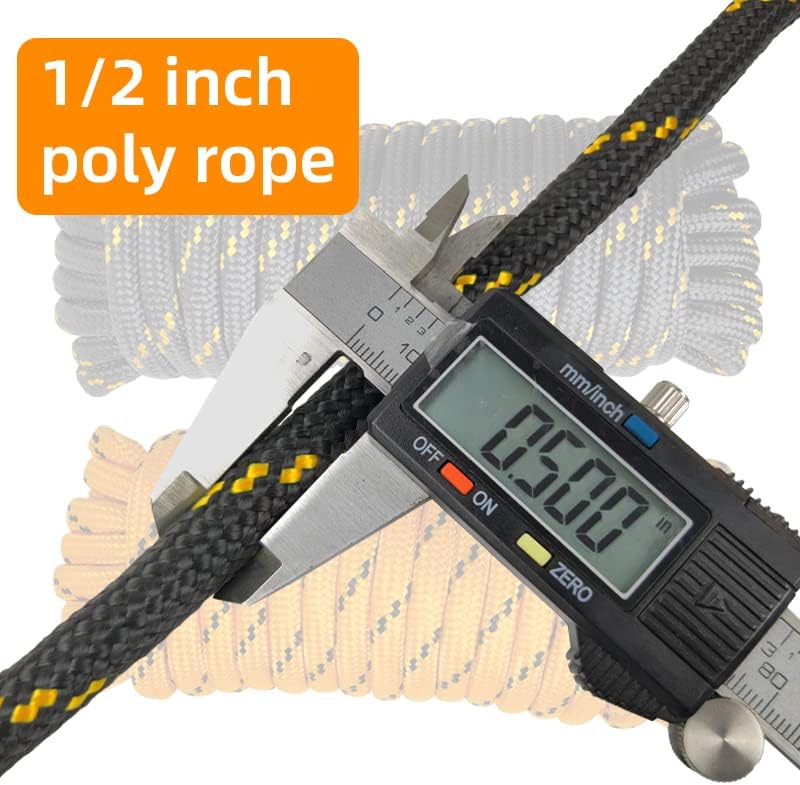 Cuerda de polipropileno trenzada de diamante, mezcla de cuerda de nailon gruesa y resistente, cuerda de alta resistencia de 12 pulgada y 100 pies,